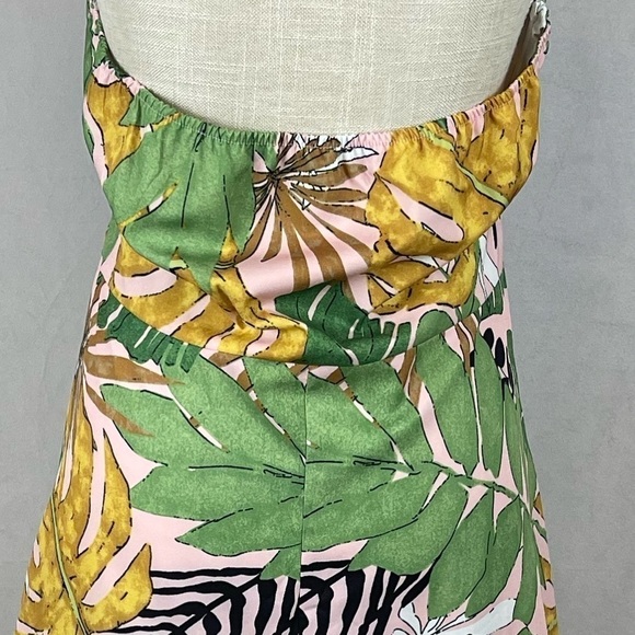 Bohemian Backless Halter Tropical Print Asymmetrical Hem Midi Summer Sundress - Picture 8 of 9